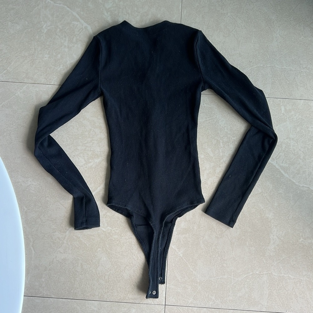 Joan brown style long sleeve zip up bodysuit size XXS in black from A&F - Picture 2 of 2